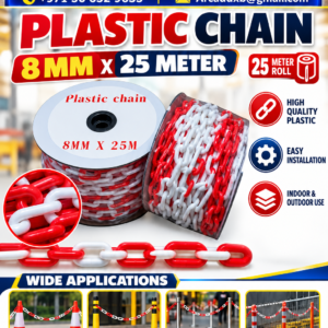 ARCAD red and white plastic chain 8 mm x 25 m product poster