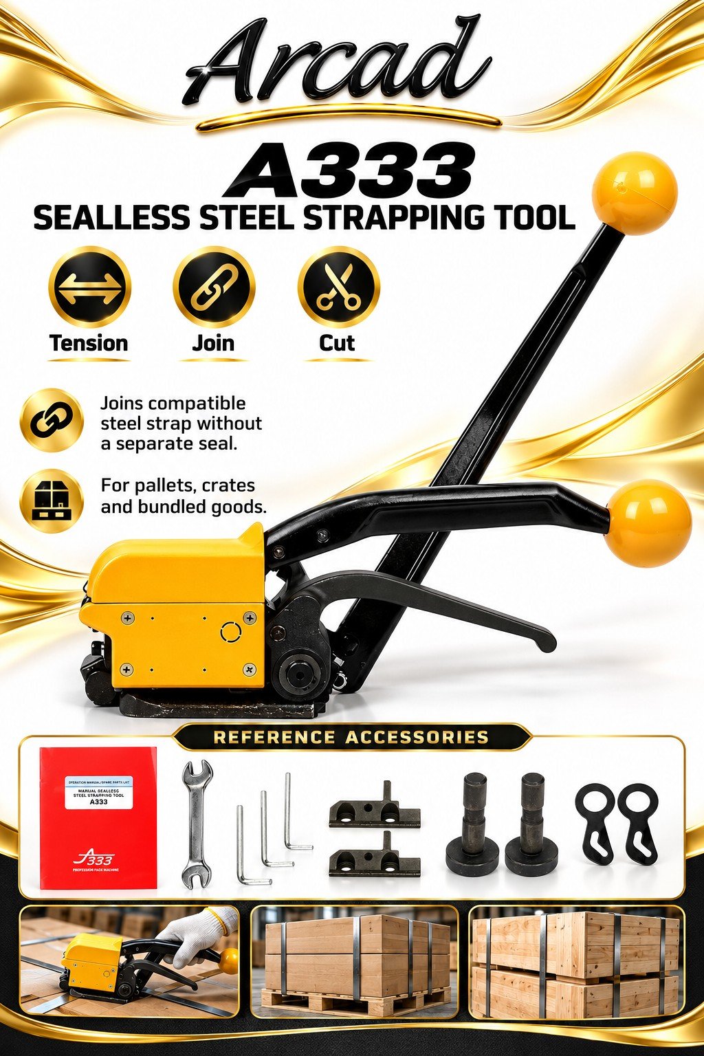 A333 sealless steel strapping tool