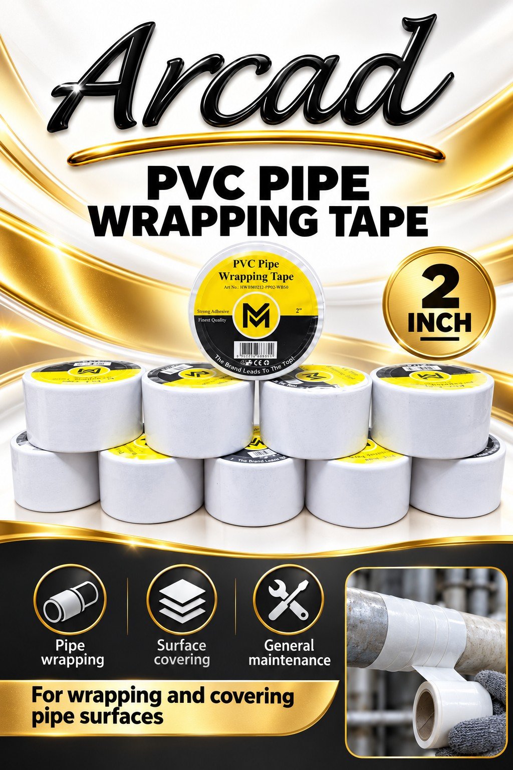 PVC Pipe Wrapping Tape – White, 2 Inch